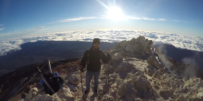 Standing above clouds, summit of El Teide